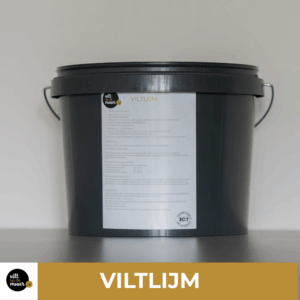 Viltlijm voor het verlijmen van wandbekleding van wolvilt van viltopdemuur.nl